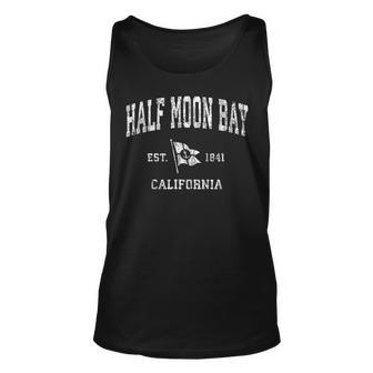 Half Moon Bay Ca Vintage Nautical Boat Anchor Flag Sports Unisex Tank Top | Mazezy CA