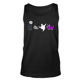 Halloween Asexual Pride Lgbtq Ace Ghost Scary Lgbt Dog Pup Unisex Tank Top | Mazezy