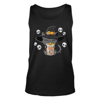 Halloween Boba Cat Drinking Boba Kitten Kawaii Japanese Tank Top - Seseable