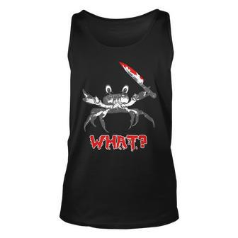 Halloween Crab Holding A Bloody Knife Saying What Halloween Tank Top | Mazezy