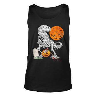 Halloween Dinosaur Skeleton T Rex Scary Pumpkin Moon Costume Tank Top - Monsterry DE