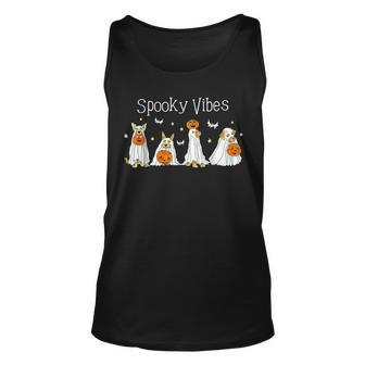 Halloween Dogs In Ghost Costume Spooky Vibes Dog Lover Tank Top - Seseable