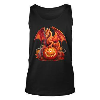 Halloween Dragon Guardian Of The Pumpkin Autumn Silhouette Tank Top - Monsterry