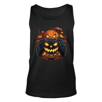 Halloween Gaming Jack O Lantern Pumpkin Face Controller Tank Top | Mazezy