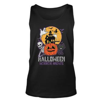 Halloween Horror Nights Retro Movie Poster Spooky Skeleton Halloween Horror Nights Tank Top | Mazezy