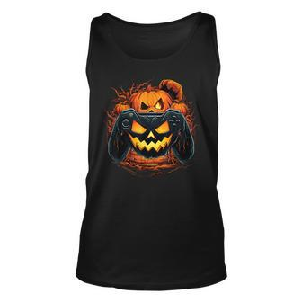 Halloween Jack O Lantern Pumpkin Face Gamer Gaming Tank Top | Mazezy UK
