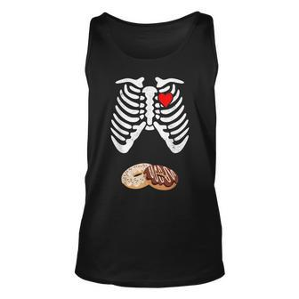 Halloween Pregnancy Dad Donut Baby Pregnant Skeleton Costume Tank Top | Mazezy