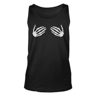 Halloween Skeleton Hands Breast Boobs Adult Humor Halloween Tank Top | Mazezy