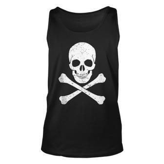 Halloween Skull & Crossbones Pirate Symbol Vintage Retro Tank Top | Mazezy
