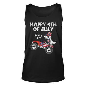 Happy 4Th Of July Dinosaur Monster Truck Toddler Boys Kids Unisex Tank Top | Mazezy