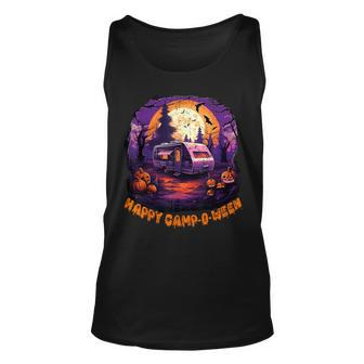 Happy Camp O Ween Camping Halloween Costume Pumpkin Tank Top - Monsterry