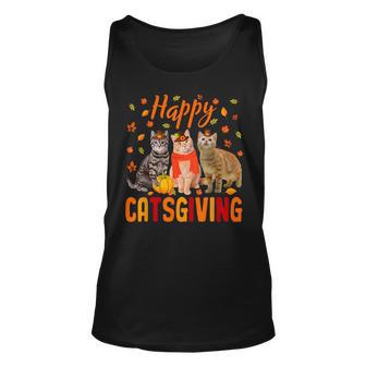 Happy Catsgiving Cute Thanksgiving Cat Wears Pilgrim Hat Tank Top - Thegiftio UK