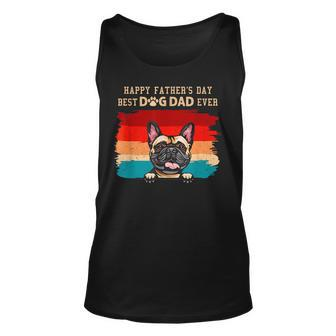 Happy Fathers Day Vintage French Bulldog Best Dog Dad Ever Unisex Tank Top | Mazezy