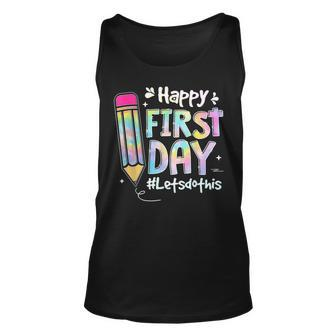 Happy First Day Lets Do This Welcome Back To School Tie Dye Unisex Tank Top - Seseable