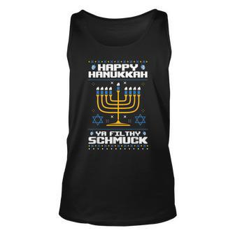 Happy Hanukkah Ya Filthy Schmuck Jewish X-Mas Ugly Sweater Tank Top | Mazezy UK