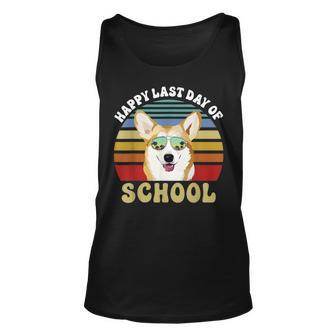 Happy Last Day Of School Corgi Dog Summer Beach Vibe Unisex Tank Top | Mazezy