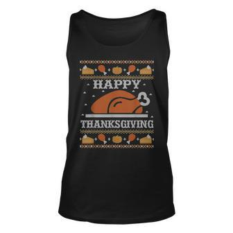 Happy Thanksgiving Turkey Feast Ugly Christmas Sweater Tank Top - Monsterry