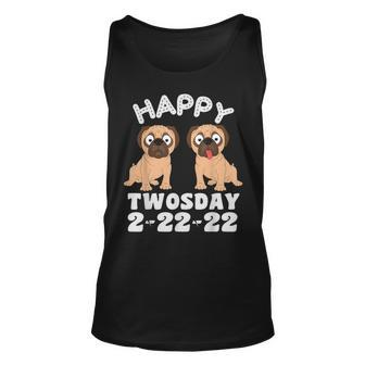 Happy Twosday 2222022 Pug Dog Two Bulldog Lovers Tuesday Unisex Tank Top | Mazezy