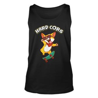 Hard Corq Funny Corgi Hard Core Joke Pun Unisex Tank Top | Mazezy
