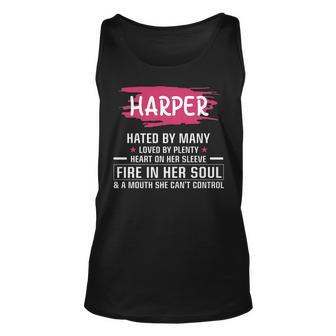 Harper Name Gift Harper Hated By Many Loved By Plenty Heart Her Sleeve V2 Unisex Tank Top - Seseable