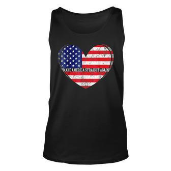 Heart Make America Straight Again Political American Flag Unisex Tank Top | Mazezy