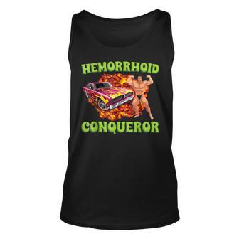 Hemorrhoid Conqueror Meme Weird Offensive Cringe Joke Tank Top - Thegiftio UK
