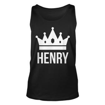 Henry Name For Men King Prince Crown Design Unisex Tank Top | Mazezy