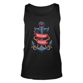 Hes My Anchor Vintage Tattoo Style Illustration Unisex Tank Top | Mazezy