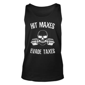 Hit Maxes Evade Taxes Gym Bodybuilding Lifting Workout Tank Top | Mazezy