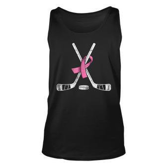 Hockey Pink Ribbon Breast Cancer Awareness Sport Lover Tank Top | Mazezy