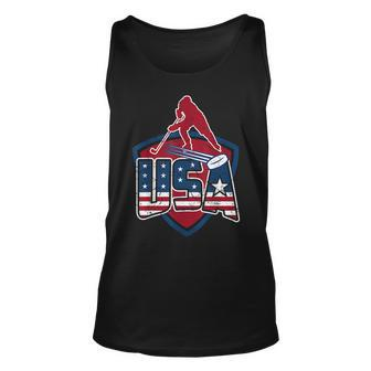 Hockey Usa 2018 Winter Games Red White And Blue Unisex Tank Top | Mazezy
