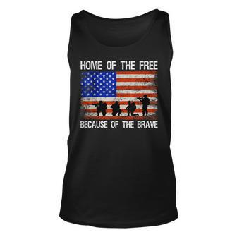 Home Of The Free Because Of The Brave Veteran American Flag Tank Top | Mazezy