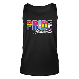 Honolulu Hawaii Gay Pride Lesbian Bisexual Trans Pan Unisex Tank Top | Mazezy