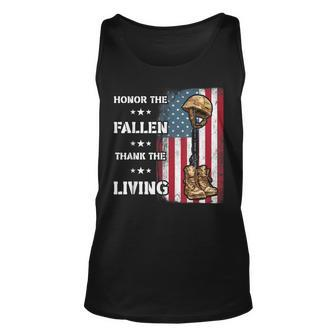Honor American Us Flag Fallen Thank Living For Memorial Day Tank Top | Mazezy