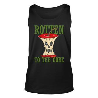 Horror Rotten To The Core Scary Skeleton Face Apple Core Scary Tank Top | Mazezy