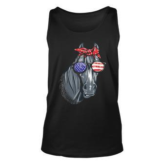 Horse 4Th Of July Horse Graphic American Flag Unisex Tank Top - Monsterry