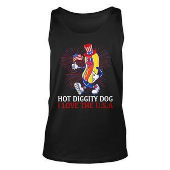 Hot Diggity Dog I Love The Usa 4Th Of July Hotdog American Usa Tank Top | Mazezy