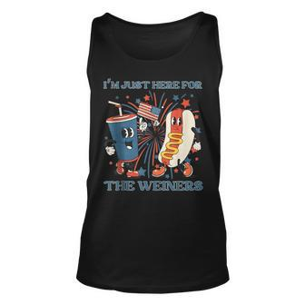 Hot Dog Im Just Here For The Wieners 4Th Of July Unisex Tank Top | Mazezy