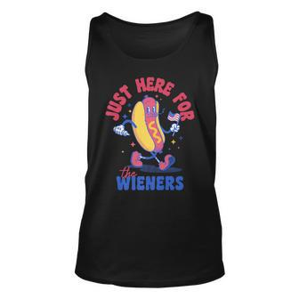 Hot Dog Im Just Here For The Wieners Funny Fourth Of July Unisex Tank Top | Mazezy