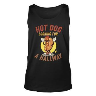 Hot Dog Looking For A Hallway Quote Hilarious Tank Top - Seseable