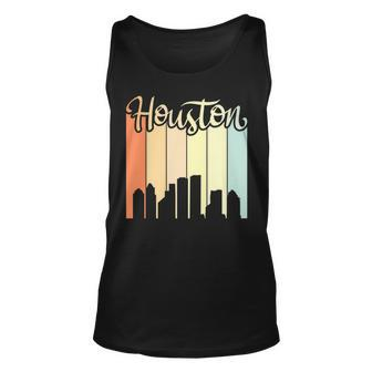 Houston - City Pride - Colorful Retro Skyline Silhouette Unisex Tank Top | Mazezy