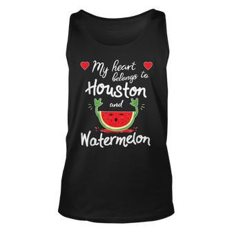 Houston Pride My Heart Belongs To Houston And Watermelon Unisex Tank Top | Mazezy