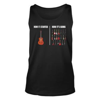 How It Started | Guitar Lovers | Meme Funny Guitar Unisex Tank Top | Mazezy