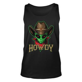 Howdy Alien Cowboy Funny Halloween Costume Space Lover Unisex Tank Top - Seseable