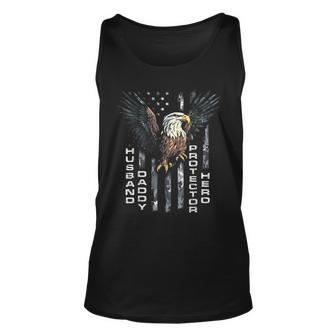 Husband Daddy Protector Hero Fathers Day American Flag For Husband Tank Top | Mazezy UK