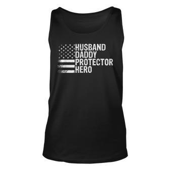Husband Daddy Protector Hero Fathers Day Gift Unisex Tank Top | Mazezy
