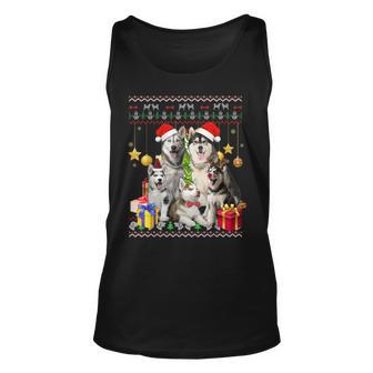 Husky Ugly Christmas Sweater Santa Hat Tank Top - Monsterry UK