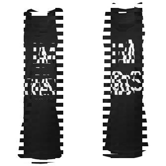 I Am Grass Funny Lazy Halloween Costume Kids Scary Joke Unisex Tank Top | Mazezy