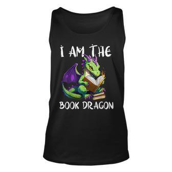 I Am The Book Dragon Lover Nerd Bookworm Literature Reader Unisex Tank Top | Mazezy