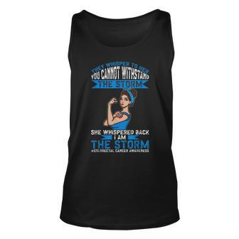 I Am The Storm Colorectal Cancer Awareness Unisex Tank Top - Seseable